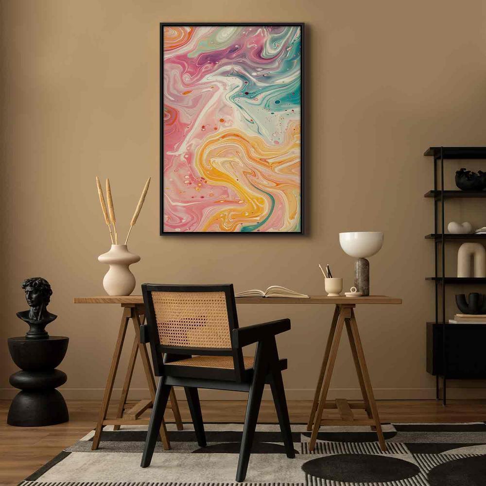 Canvas Print - Colorful Chaos - Dynamic Shapes in Shades of Pink Yellow and Blue