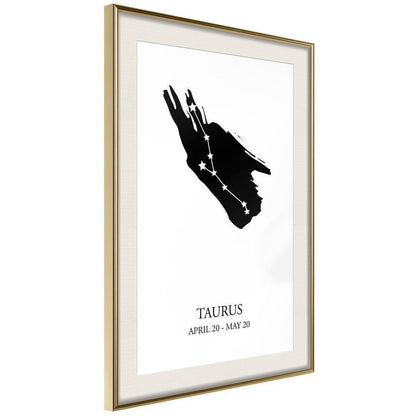 Typography Framed Art Print - Zodiac: Taurus I-artwork for wall with acrylic glass protection