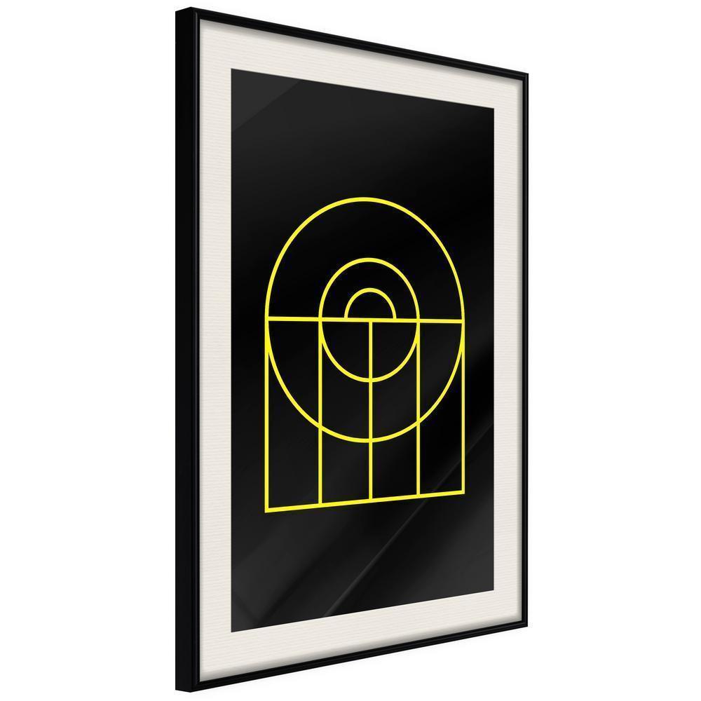 Abstract Poster Frame - Yellow Lines-artwork for wall with acrylic glass protection