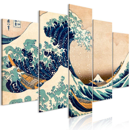 Canvas Print - The Great Wave off Kanagawa (5 Parts) Wide-ArtfulPrivacy-Wall Art Collection