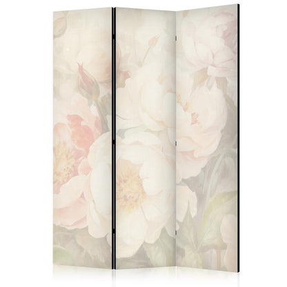 Room Divider - Blooming Peonies - Bright Large Flowers Enveloped in White Mist