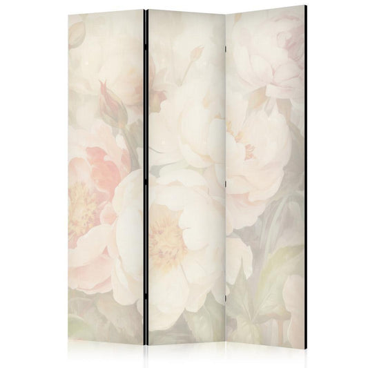 Room Divider - Blooming Peonies - Bright Large Flowers Enveloped in White Mist