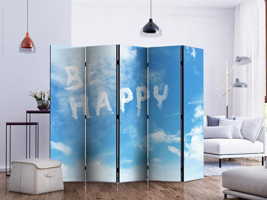 Decorative partition-Room Divider - Be happy II-Folding Screen Wall Panel by ArtfulPrivacy