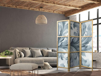 Japanese Room Divider - Botanical Motif with Leaves and Vines in Sandy Colors