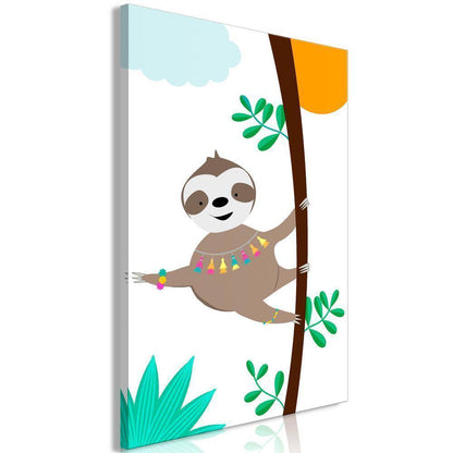Canvas Print - Happy Sloth (1 Part) Vertical-ArtfulPrivacy-Wall Art Collection