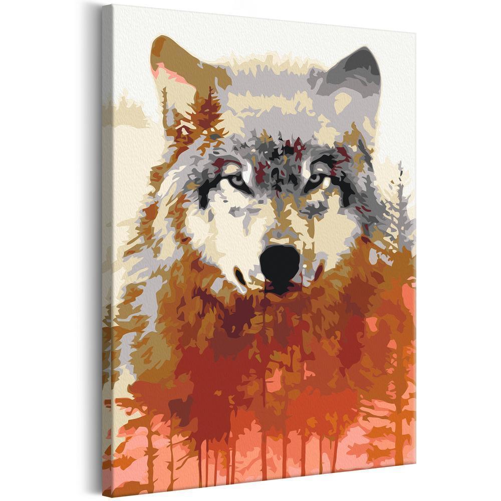 Start learning Painting - Paint By Numbers Kit - Wolf and Forest - new hobby