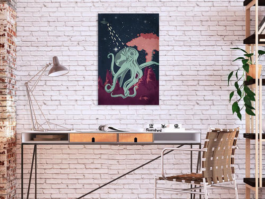 Canvas Print - Space Octopus (1 Part) Vertical-ArtfulPrivacy-Wall Art Collection