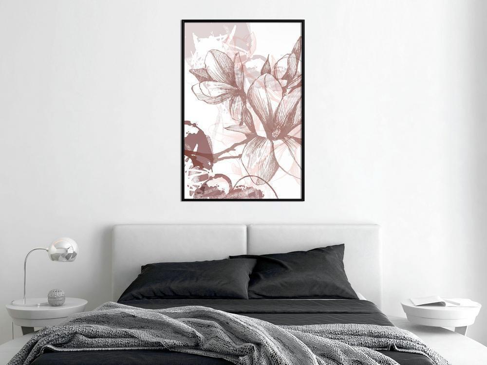 Botanical Wall Art - Drawn Flower-artwork for wall with acrylic glass protection