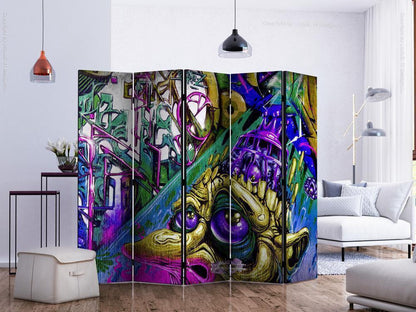 Decorative partition-Room Divider - Goblin City II-Folding Screen Wall Panel by ArtfulPrivacy