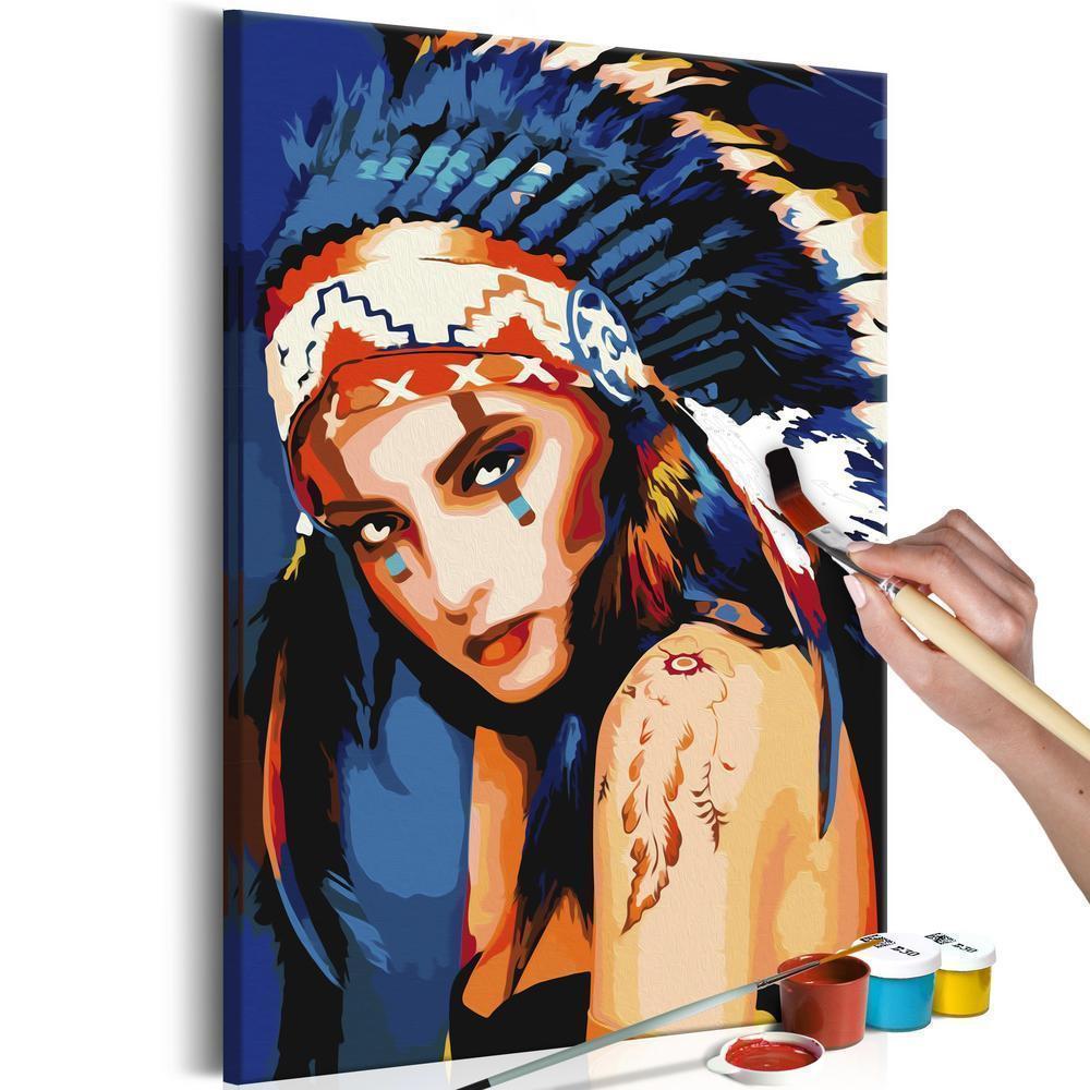 Start learning Painting - Paint By Numbers Kit - Native American Girl - new hobby