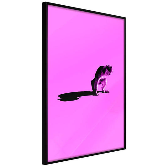 Frame Wall Art - Monkey on Pink Background-artwork for wall with acrylic glass protection