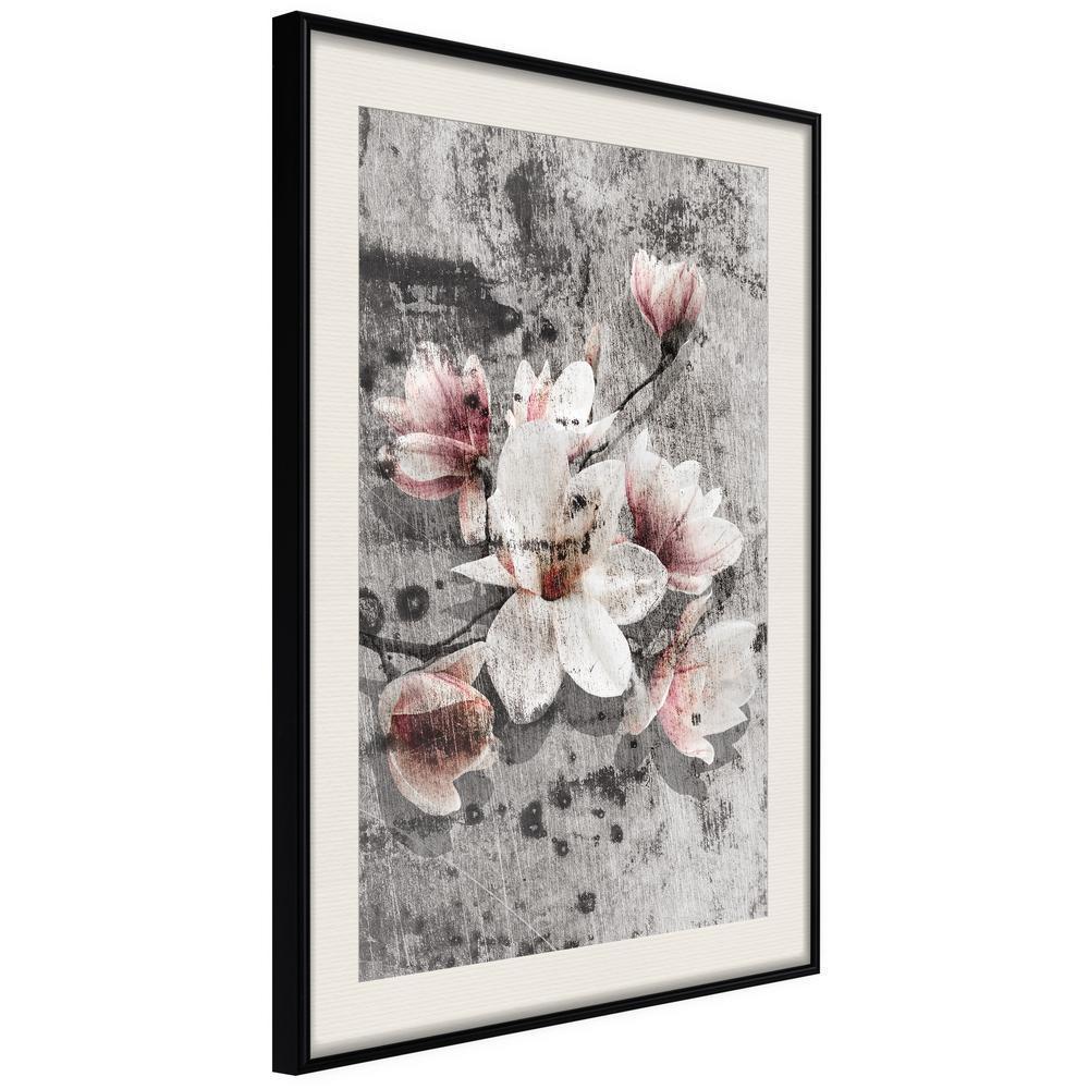Botanical Wall Art - Flowers on Concrete-artwork for wall with acrylic glass protection