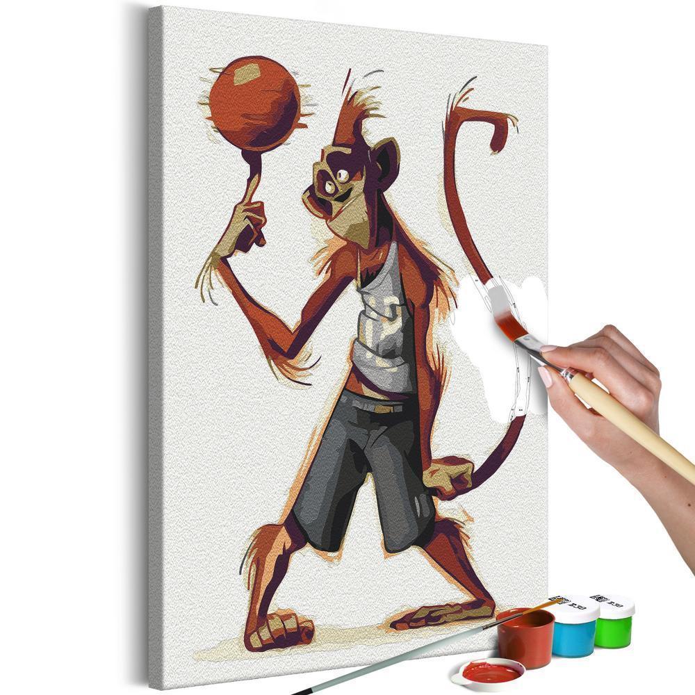 Start learning Painting - Paint By Numbers Kit - Monkey Basketball Player - new hobby