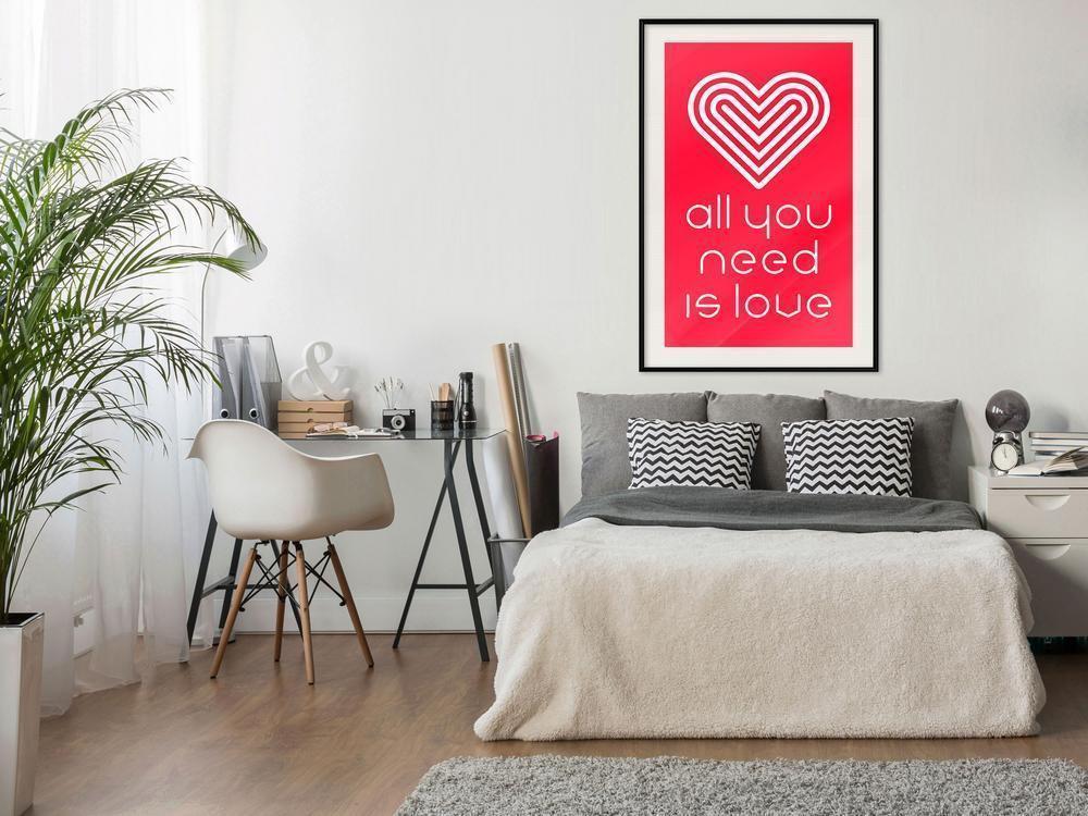 Typography Framed Art Print - Love Everywhere-artwork for wall with acrylic glass protection