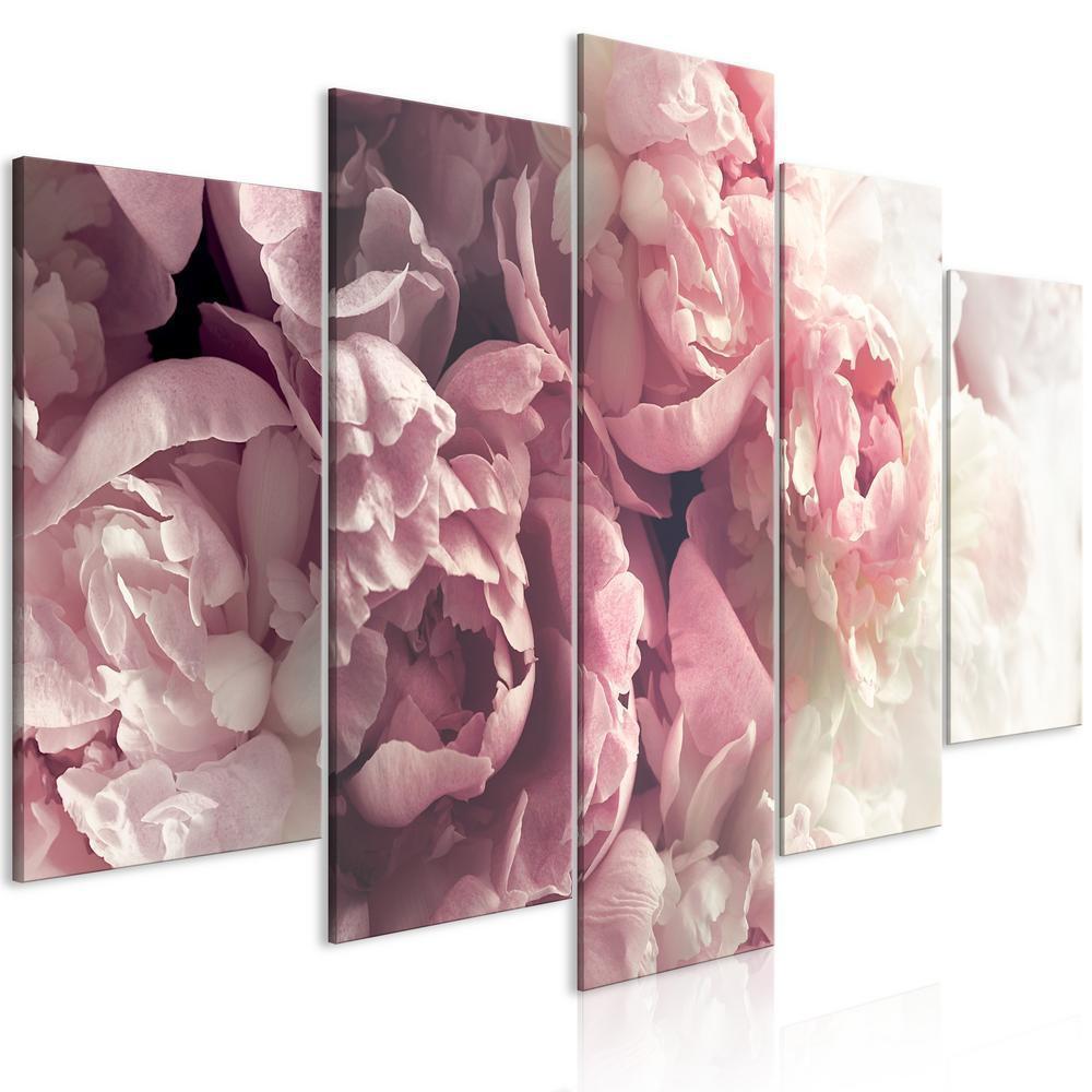 Canvas Print - Vintage Peonies (5 Parts) Wide-ArtfulPrivacy-Wall Art Collection