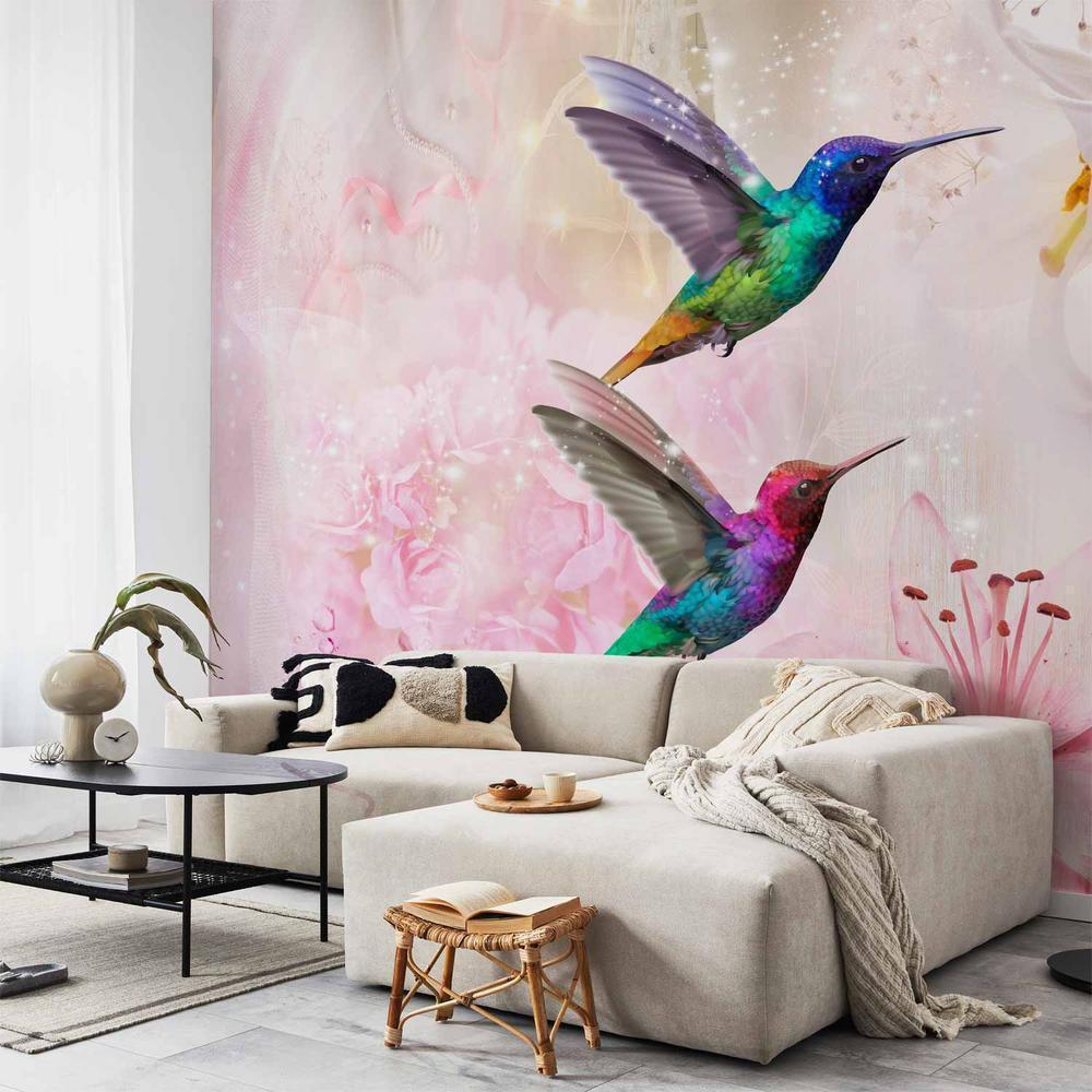 Wall Mural - Colourful Hummingbirds (Pink)