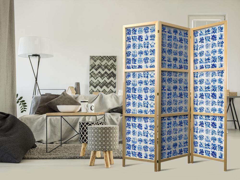 Japanese Room Divider - Ceramic Tiles - Traditional Portuguese Blue Tiles Azulejos