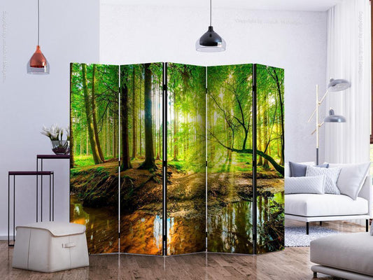 Decorative partition-Room Divider - Forest Stream II-Folding Screen Wall Panel by ArtfulPrivacy