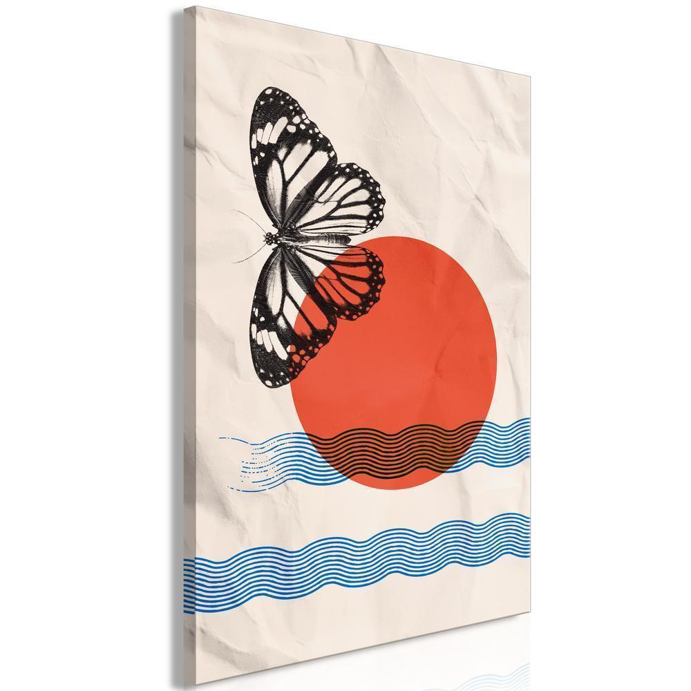 Canvas Print - Butterfly and Sunrise (1 Part) Vertical-ArtfulPrivacy-Wall Art Collection