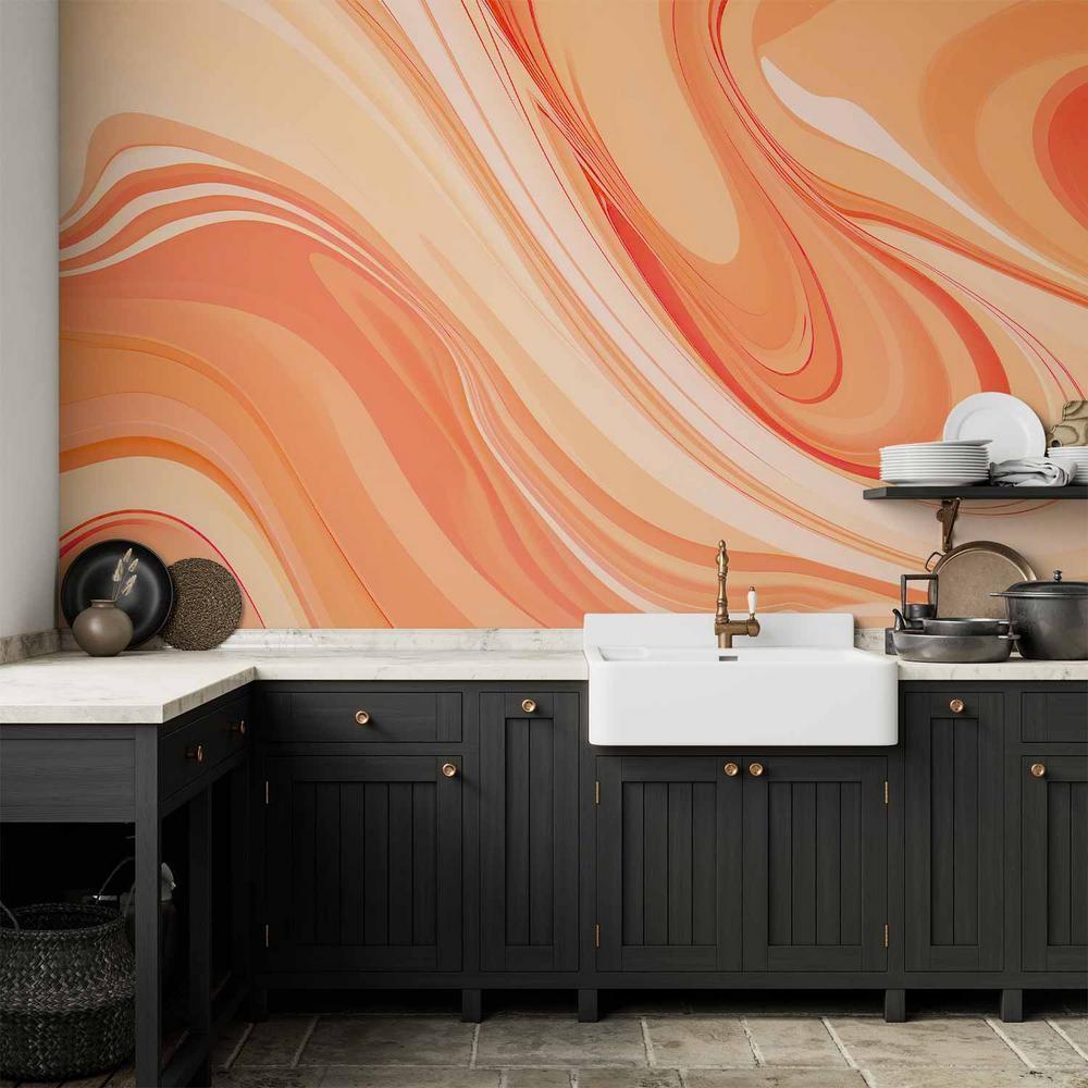 Wall Mural - Peach Abstraction - Abstraction with Smoothly Transitioning Colors in Orange Tones