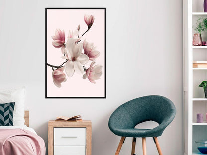 Botanical Wall Art - Blooming Magnolias I-artwork for wall with acrylic glass protection