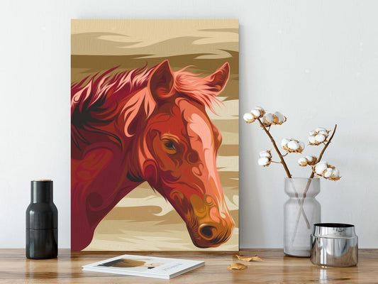 Start learning Painting - Paint By Numbers Kit - Brown Horse - new hobby