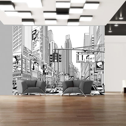 Wall Mural - Street in New York city-Wall Murals-ArtfulPrivacy