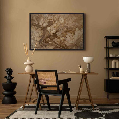 Canvas Print - Floral Ornaments Carved in Delicate Sepia and Brown Shades