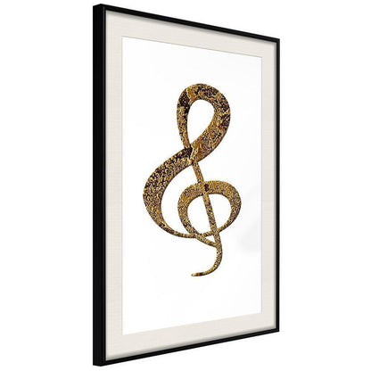 Golden Art Poster - Golden Treble Clef-artwork for wall with acrylic glass protection