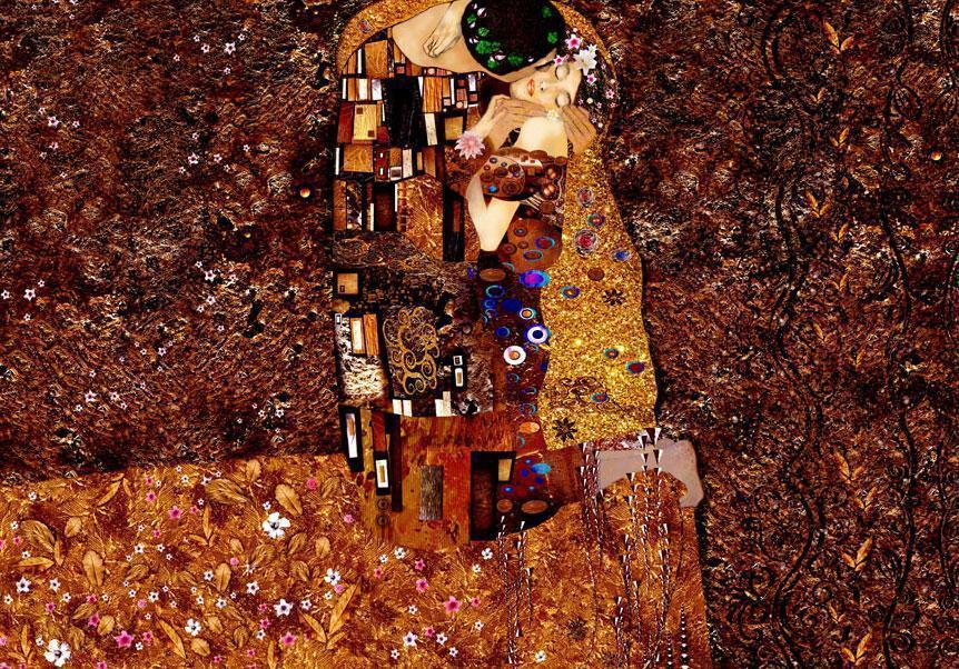 Wall Mural - Klimt inspiration - Image of Love-Wall Murals-ArtfulPrivacy