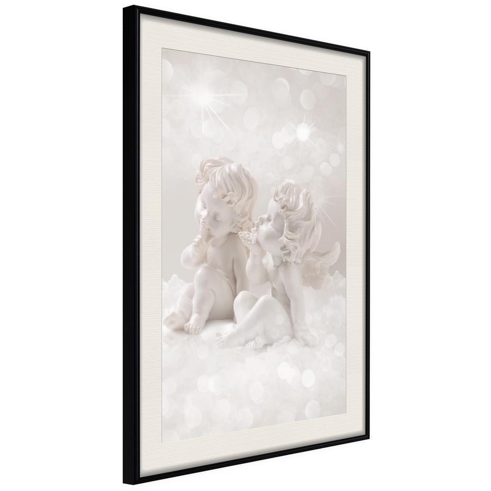 Winter Design Framed Artwork - Cute Angels-artwork for wall with acrylic glass protection