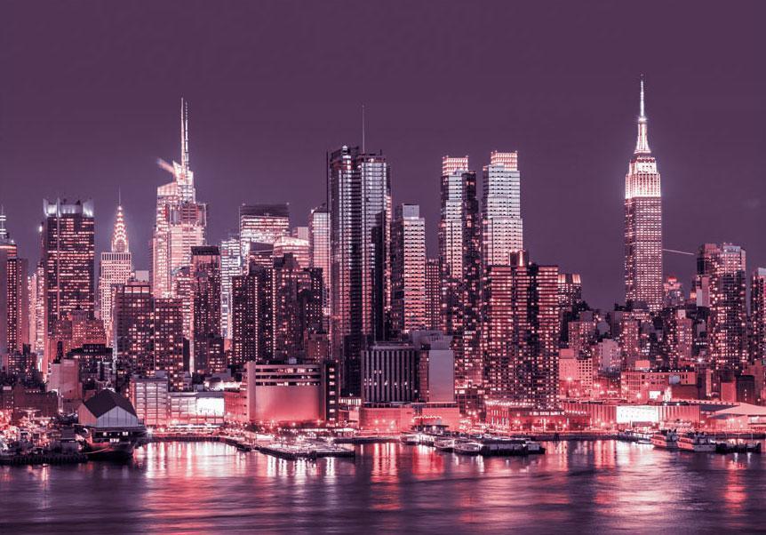 Wall Mural - Purple night over Manhattan - cityscape of New York architecture