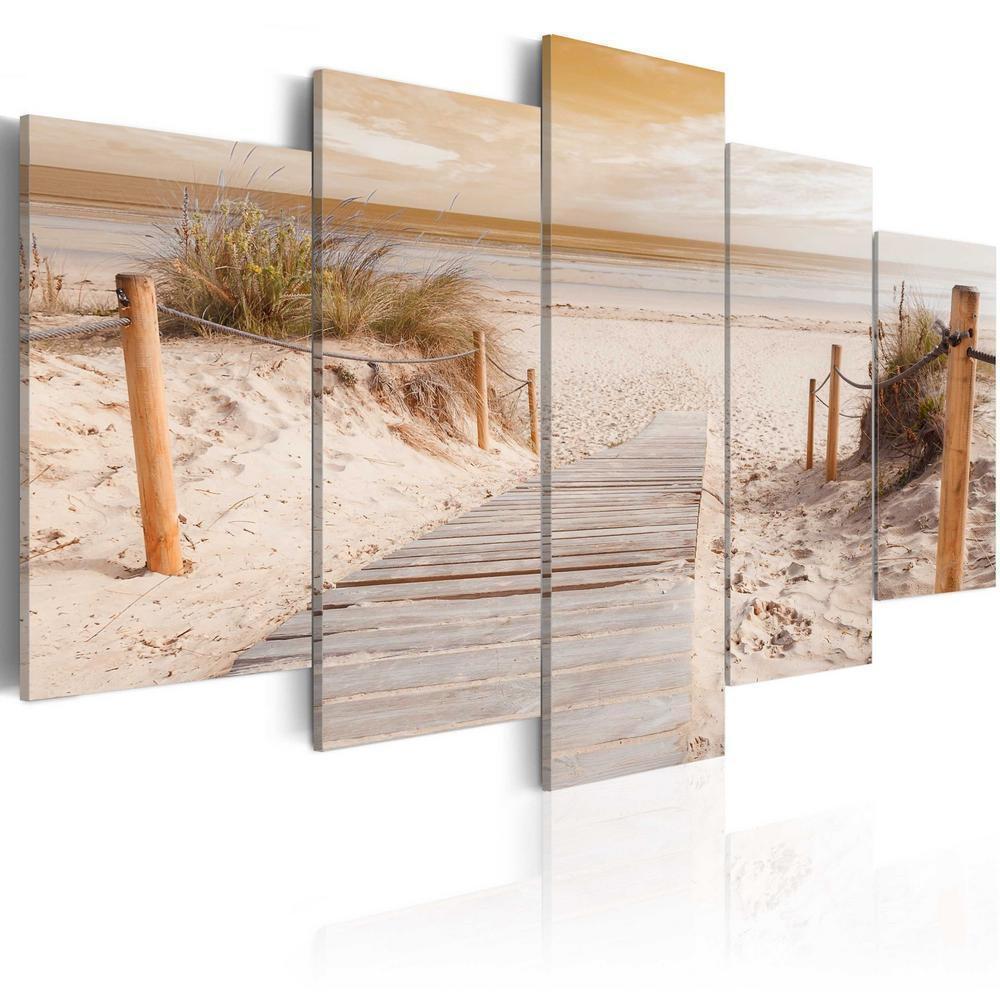 Canvas Print - Morning on the beach - sepia-ArtfulPrivacy-Wall Art Collection