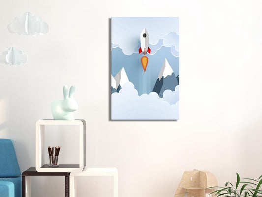 Canvas Print - Rocket in the Clouds (1 Part) Vertical-ArtfulPrivacy-Wall Art Collection
