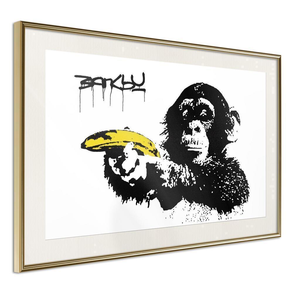 Urban Art Frame - Banksy: Banana Gun II-artwork for wall with acrylic glass protection