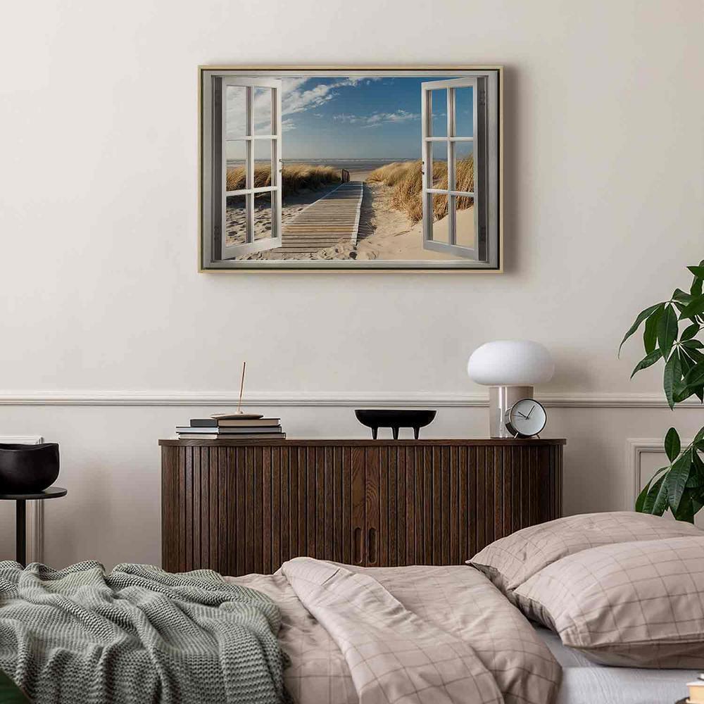 Canvas Print - Window: View of the Beach