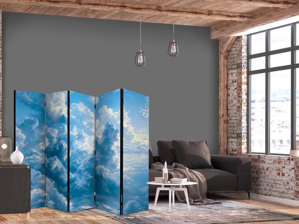 Room Divider - Ocean in the Air: Undulating Clouds Reflecting Morning Light- A 5 Panel Folding Screen For Living rooms, bedrooms or home office, decorative folding screen made with wood and canvas