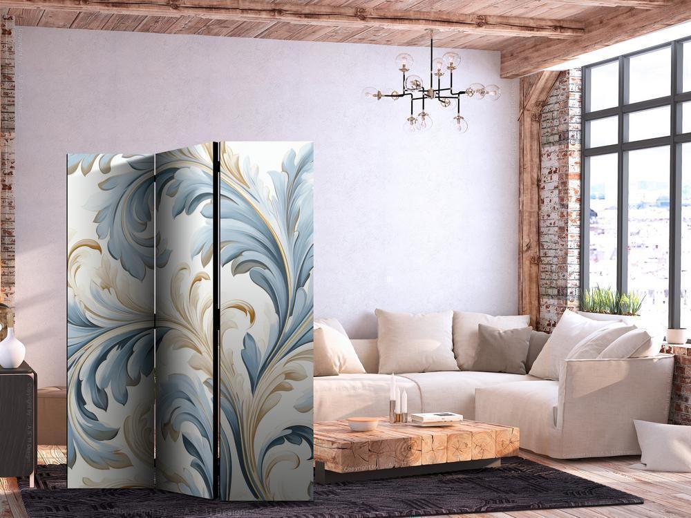 Room Divider - Baroque Ornaments in Light Creamy Blue Colors