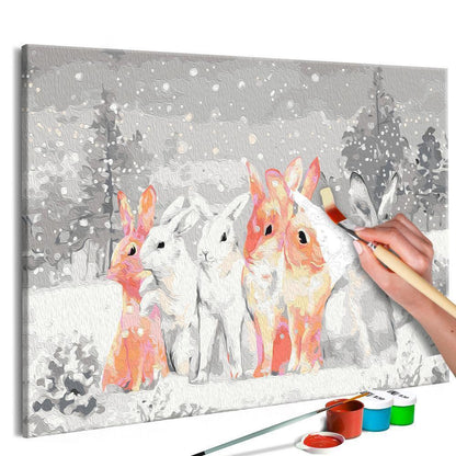 Start learning Painting - Paint By Numbers Kit - Winter Bunnies - new hobby