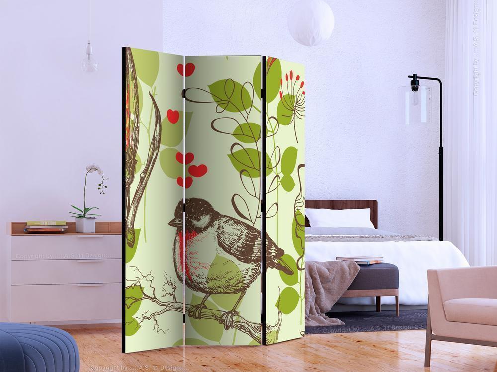 Decorative partition-Room Divider - Bird and lilies vintage pattern-Folding Screen Wall Panel by ArtfulPrivacy