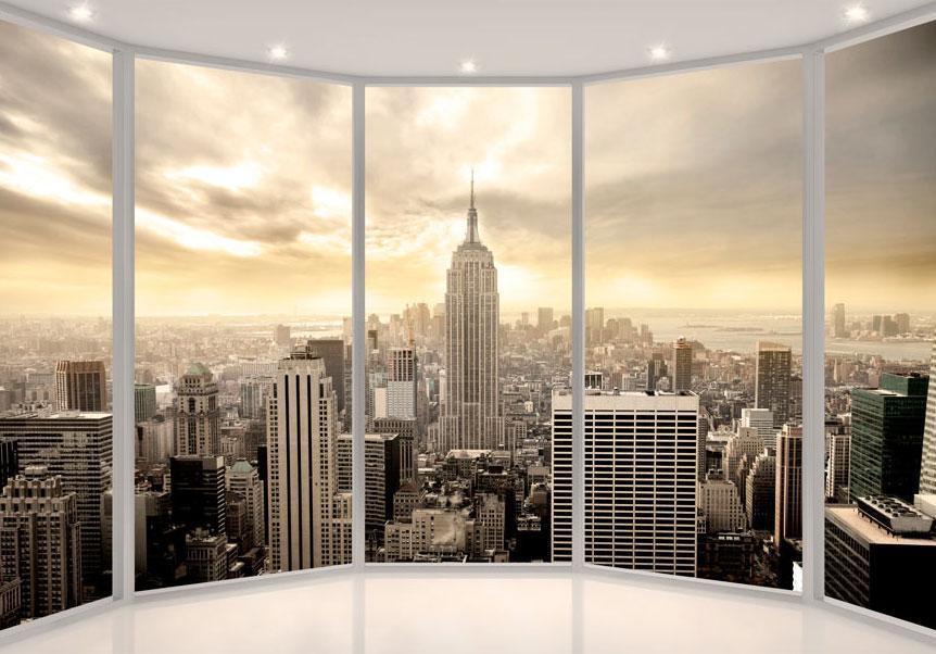 Wall Mural - Sunny morning in New York City-Wall Murals-ArtfulPrivacy