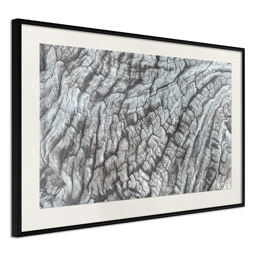 Black and White Framed Poster - Carved with Fire-artwork for wall with acrylic glass protection