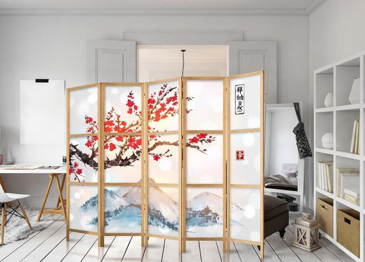 Shoji room Divider - Japanese Room Divider - Style: Fuji Mountain II - ArtfulPrivacy