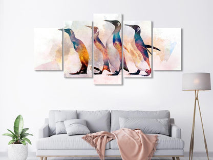 Canvas Print - Penguin Wandering (5 Parts) Wide-ArtfulPrivacy-Wall Art Collection