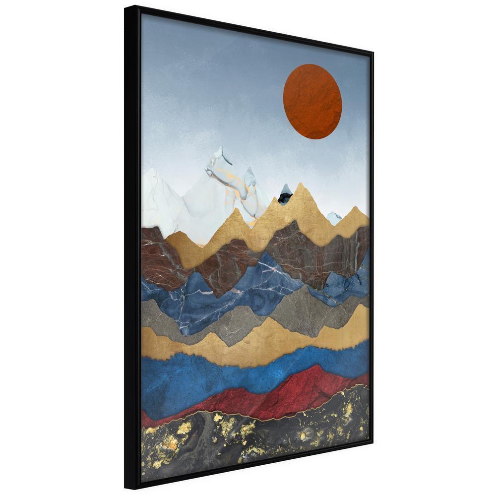 Abstract Poster Frame - Red Sun-artwork for wall with acrylic glass protection