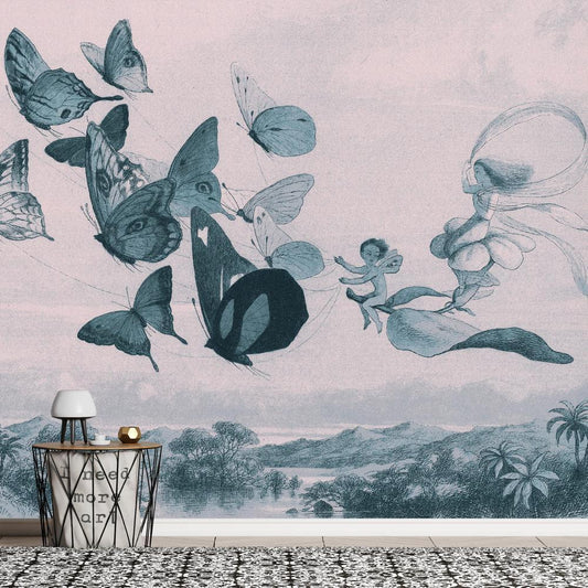 Wall Mural - Butterflies and Fairy-Wall Murals-ArtfulPrivacy