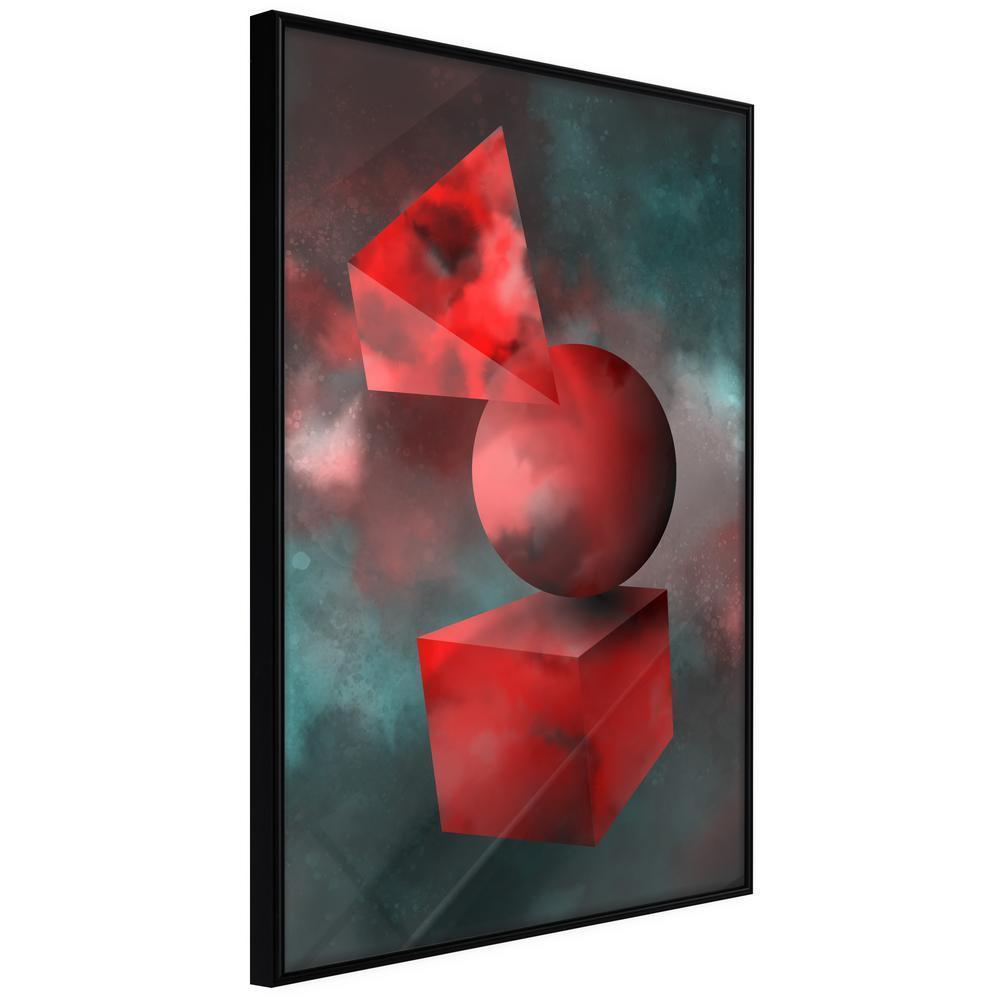 Abstract Poster Frame - Red Solid Figures-artwork for wall with acrylic glass protection