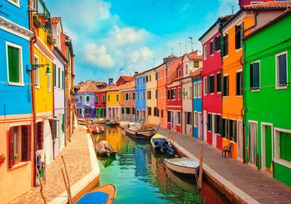 Wall Mural - Colorful Canal in Burano-Wall Murals-ArtfulPrivacy