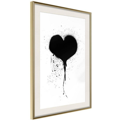 Black and White Framed Poster - Graffiti Heart-artwork for wall with acrylic glass protection