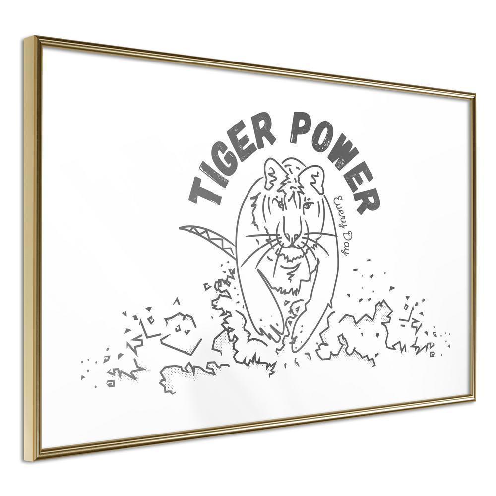 Black and White Framed Poster - Inner Tiger-artwork for wall with acrylic glass protection